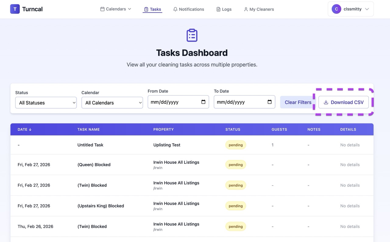 CSV Download Feature